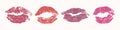 Set of vector lips. 10 eps design. Lipstick kiss stamp collection.